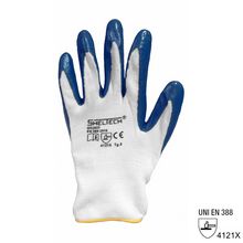 Load image into Gallery viewer, Guanti SHELTECH nylon bianco/nitrile royal - GGU022